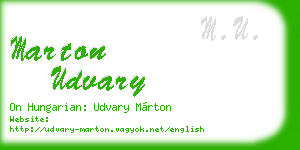marton udvary business card