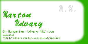 marton udvary business card